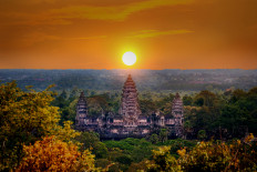 Sunset in Siem Reap, Cambodia.