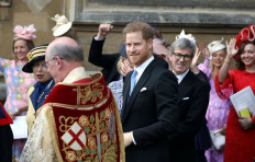 Britain's Prince Harry leaves after the wedding of Lady Gabriella Windsor and Thomas Kingston at St George's Chapel in Windsor Castle, near London, Britain, on May 18, 2019. 