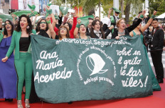 Clad in green, film crew protest Argentina abortion law on Cannes red carpet