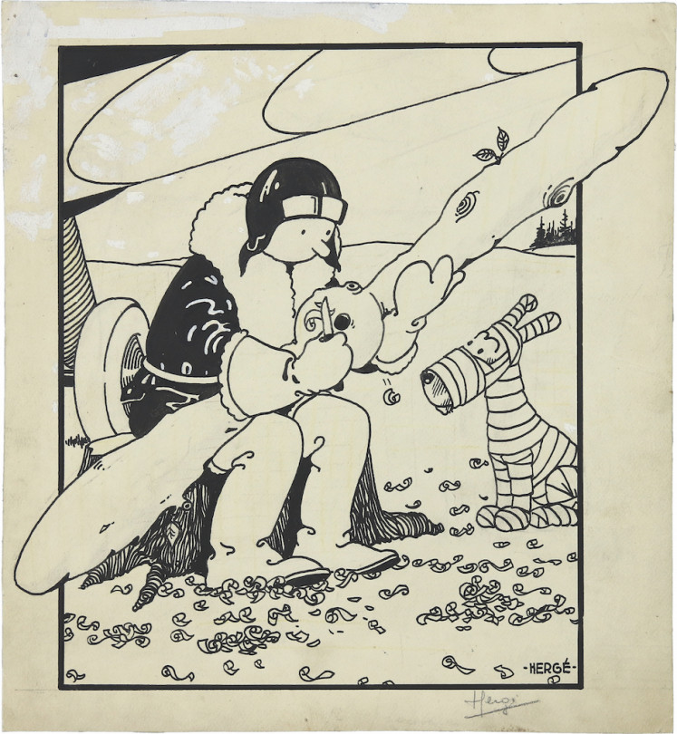 This image courtesy of of Heritage Auctions (HA.com) and released June 8, 2019, shows the Feb. 13, 1930, first cover appearance of Tintin, from artist Hergé’s 'The Adventures of Tintin Vol. 1: Tintin in the Land of the Soviets.'