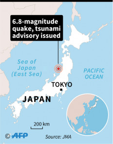 Japan issues tsunami advisory following quake