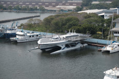 The Race for Water Breguet, a vessel belonging to the Race for Water Foundation, docks on Friday, June 21, 2019 at Batavia Marina Port, North Jakarta. The ship, which uses a combination of solar, hydrogen and kite power, has stopped in Indonesia as part of the Odyssey 2017-2021, a five-year marine expedition to conserve the world's oceans that has been established in partnership with the Swiss luxury watchmaker, Breguet. 