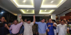 Losing presidential election candidates Prabowo Subianto and Sandiaga Uno react to the Constitutional Court ruling on June 27.