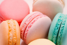 French macaron, typically made of egg white, sugar and almond powder or ground almond