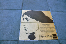 Plate with name of Virginia Woolf on Castro street , San Francisco, United States, on Nov. 9, 2015.