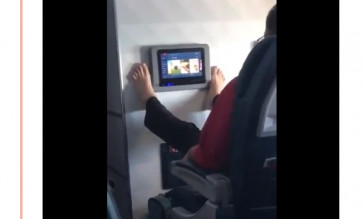 Ghastly viral video shows passenger toeing the line in in-flight etiquette