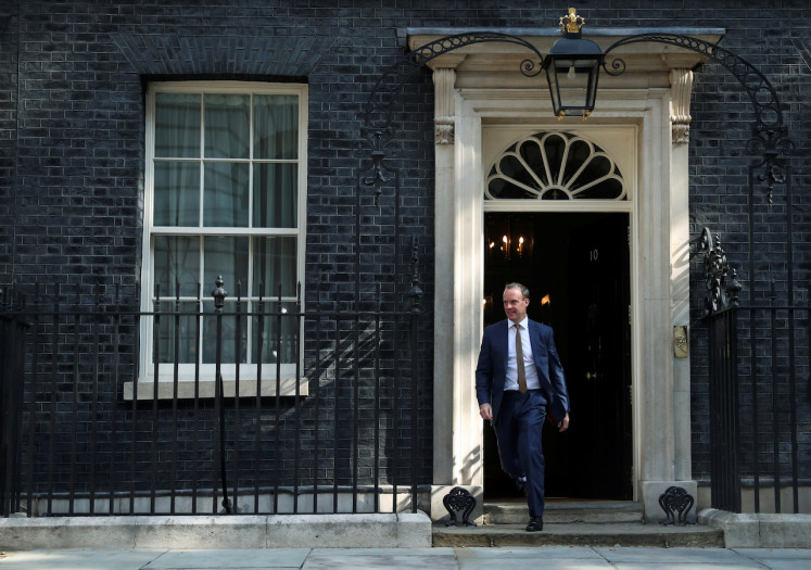 Newly appointed Britain's Foreign Secretary Dominic Raab is seen outside Downing Street in London, Britain July 25, 2019.