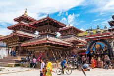 Street view at Kathmandu Durbar Square, a UNESCO World Heritage Site in Nepal