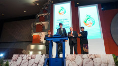 Official opening: Minister of Public Works and Housing Basuki Hadimuljono (left), president of the International Commission on Irrigation and Drainage (ICID) Felix B Reinders (second left), president of the World Water Council Loic Fauchon (second right) and Bali Vice Governor Tjokorda Oka Artha Ardhana Sukawati officially open the third World Irrigation Forum in Nusa Dua, Bali, on Sept 2.