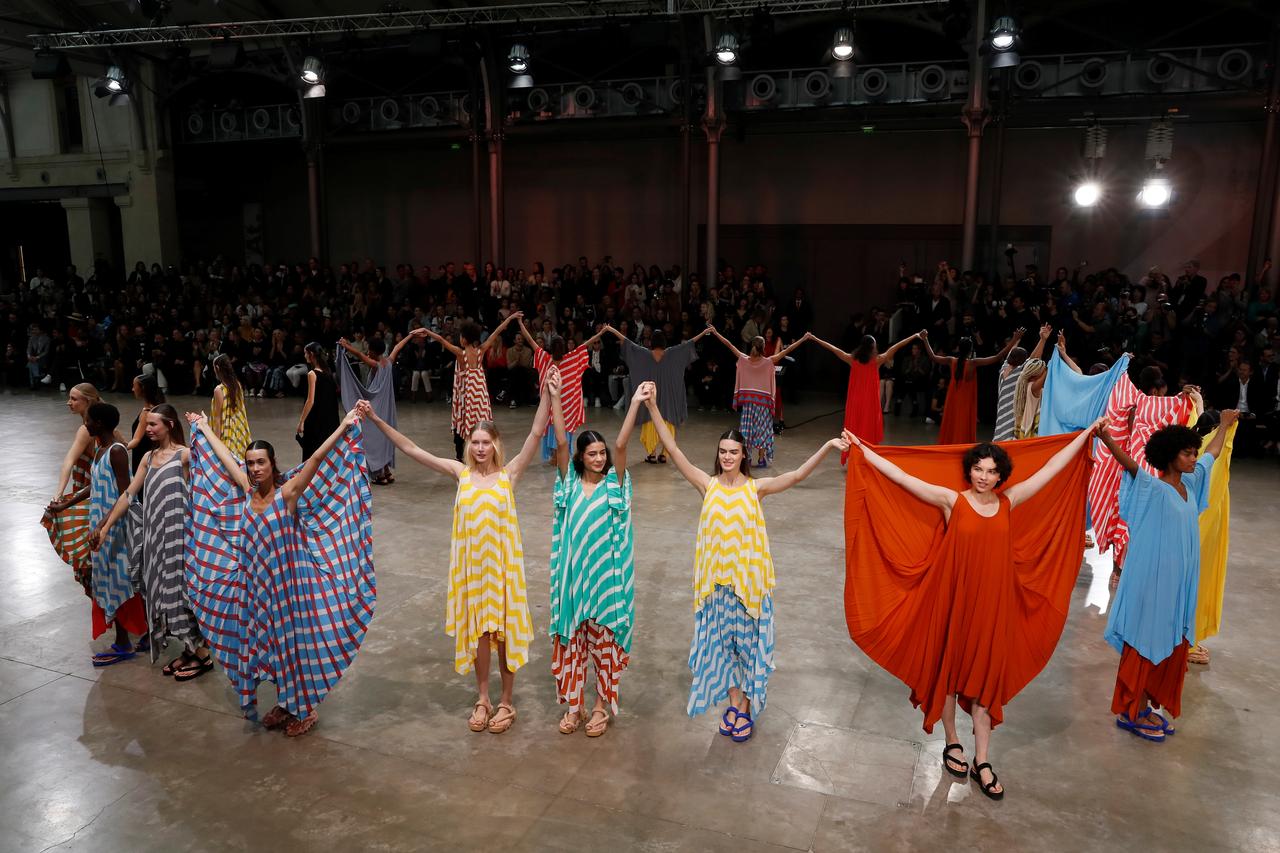 Issey Miyake's new designer cans catwalk for Paris show