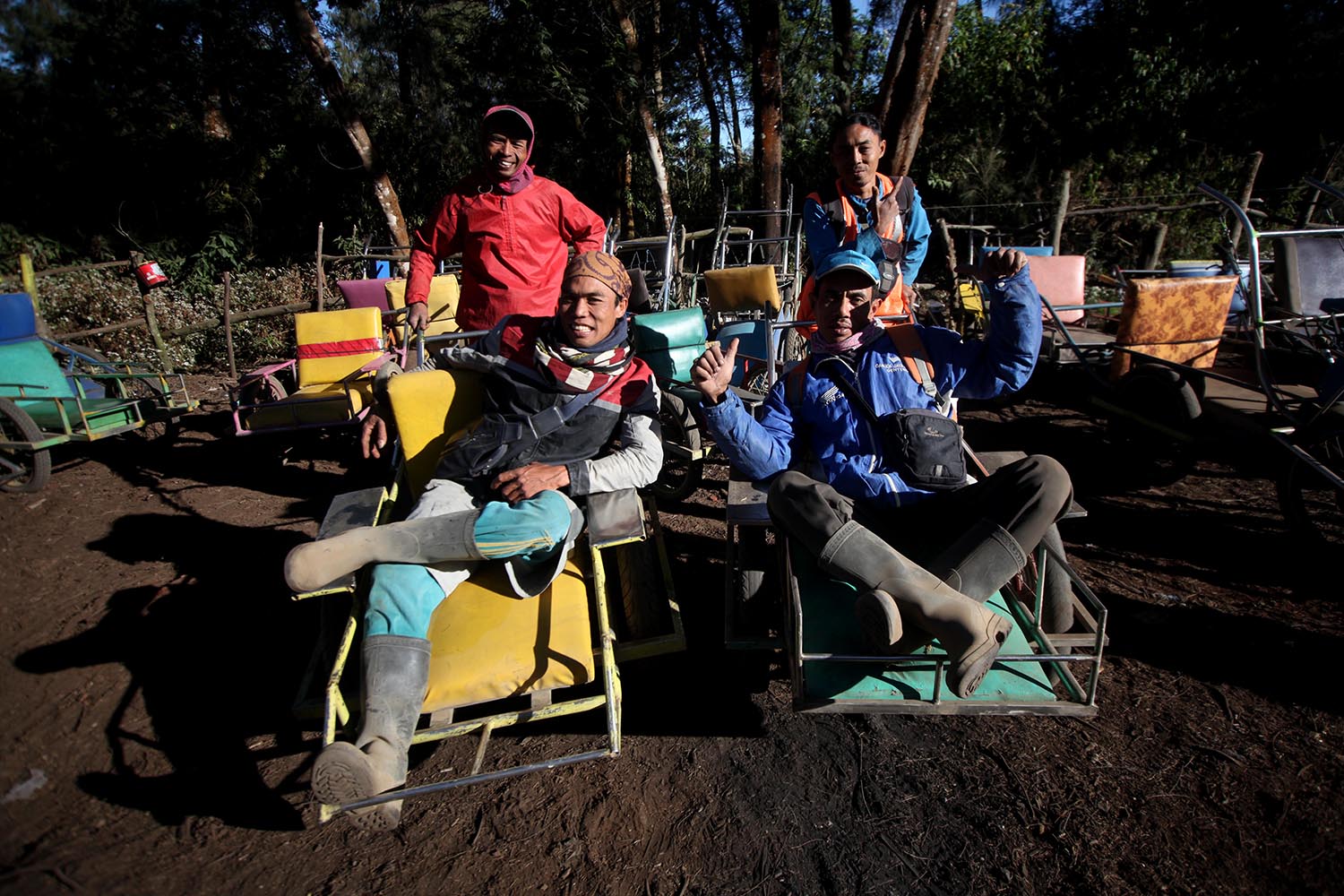 Carts for rent at Mount Ijen