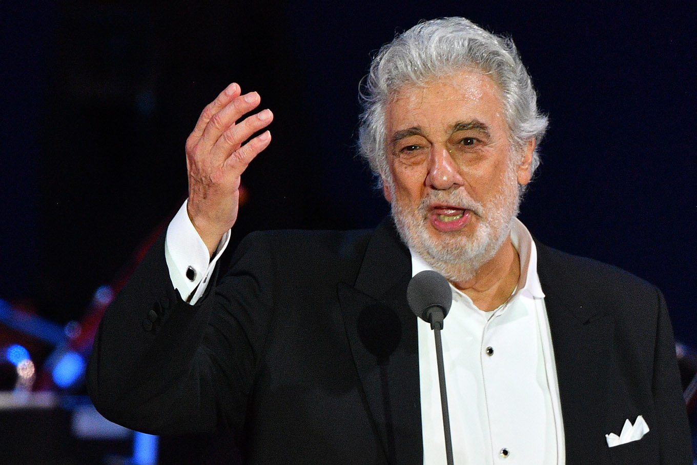 Spanish tenor Placido Domingo performs during his concert in the newly inaugurated sports and culture centre 'St Gellert Forum' in Szeged, southern Hungary, on August 28, 2019.