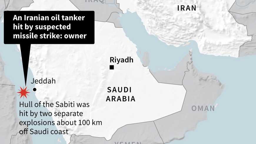 Iran tanker hit by suspected missile strikes near Saudi port