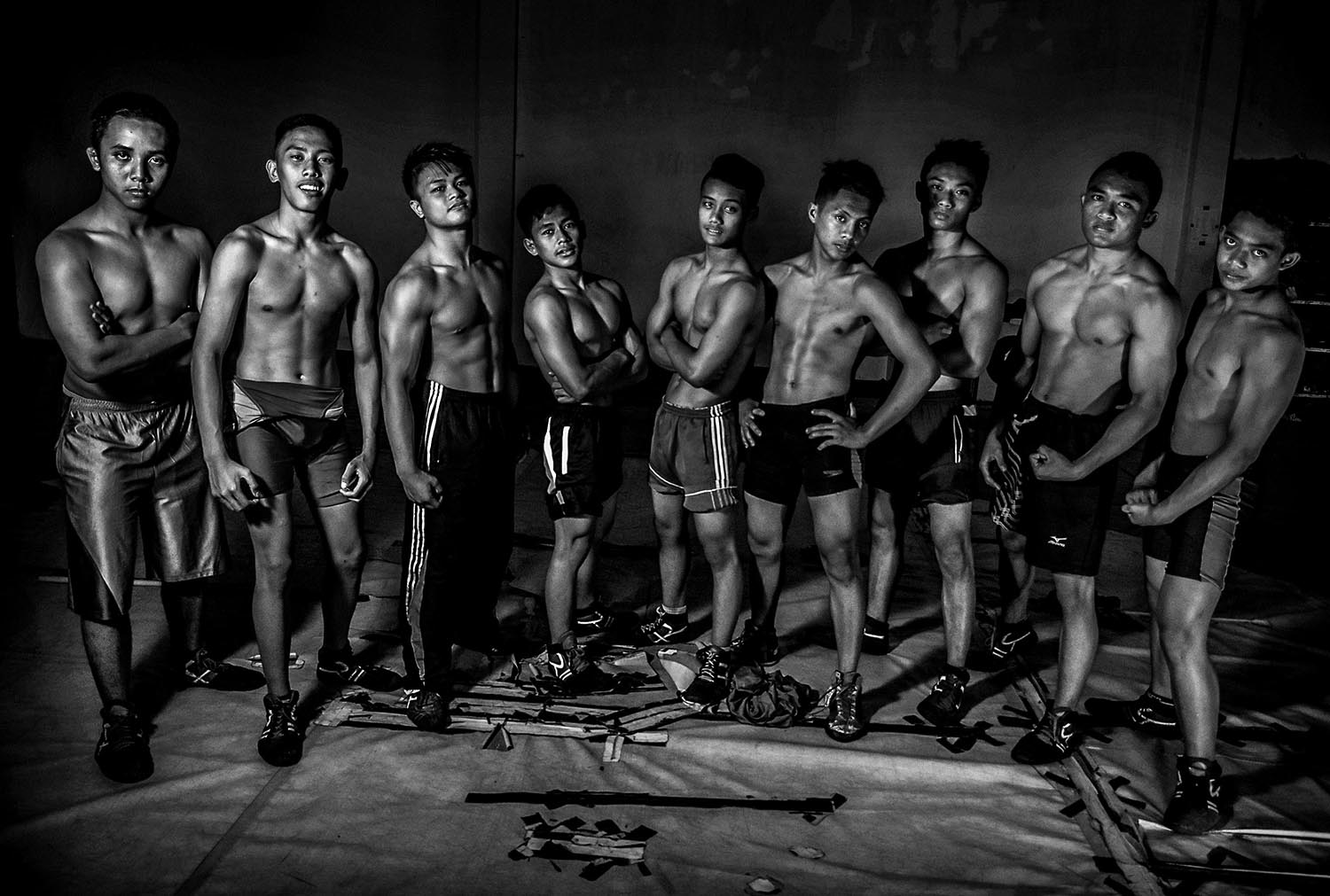 Student wrestlers pose for a picture after routine training. JP/Aman Rochman