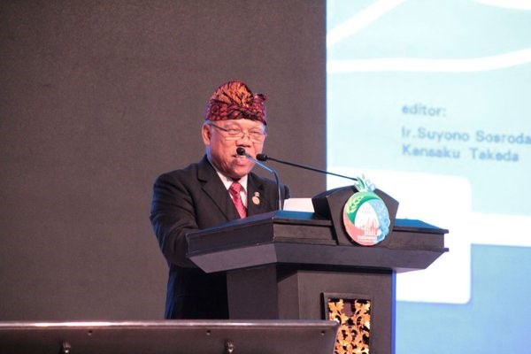 Indonesia's Public Works and Housing Minister Basuki Hadimuljono addresses the 3rd World Irrigation Forum in Bali on Sept. 2.