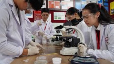Young scientists:  Sinarmas World Academy (SWA) students conduct research at the school&rsquo;s laboratory in South Tangerang, Banten. 