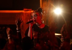 Billie Eilish performs 'All the Good Girls Go to Hell' at the 2019 American Music Awards in Los Angeles, California, United States, on November 24, 2019.