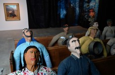 In this file photo taken on September 26, 2019 an artwork entitled ‘Collective Conscience’ by Colombian artist Oscar Murillo, is pictured during the press view of the four artists shortlisted for the Turner Prize 2019, at the Turner Contemporary in Margate, southeast England. 