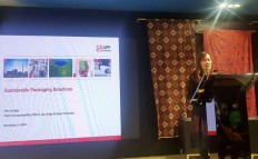 Innovations: Asia Pulp and Paper Sinar Mas chief sustainability officer Elim Sritaba speaks about the role of environmentally friendly packaging materials in reducing plastic waste during the ongoing United Nations Climate Change Conference in Madrid, Spain. 