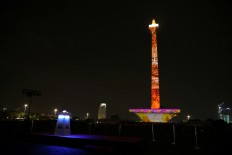 The National Monument (Monas) in Central Jakarta ahead of New Year's Eve celebrations.