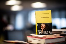 A picture taken in Paris on December 31, 2019 shows the book 'Le Consentement' (The Consent) from French writer Vanessa Springora. 