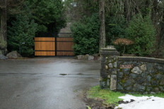 View of a gate, neighboring Meghan and Harry's temporary estate in North Saanich, Municipality in Vancouver Island, British Columbia, Canada on January 20, 2020. 