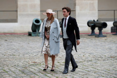 Britain's Princess Beatrice and property tycoon Edoardo Mapelli Mozzi attend the wedding ceremony of Jean-Christophe Napoleon Bonaparte and Olympia von Arco-Zinneberg at the Saint-Louis des Invalides Cathedral in Paris
on October 19, 2019. 