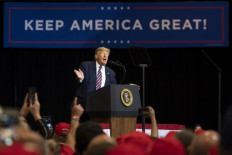 US President Donald Trump delivers remarks at a Keep America Great rally in Las Vegas, Nevada, on Feb. 21, 2020.