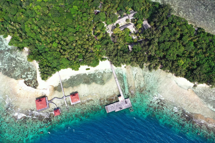 Aerial photo of Sebaru Kecil Island in the Thousand Islands, Jakarta, Monday (2/26/2020). 