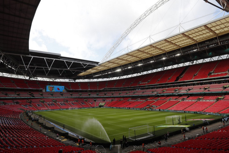 Wembley stadium is seen ahead of the English League Cup final football match between Aston Villa and Manchester City at Wembley stadium in London on March 1, 2020. 