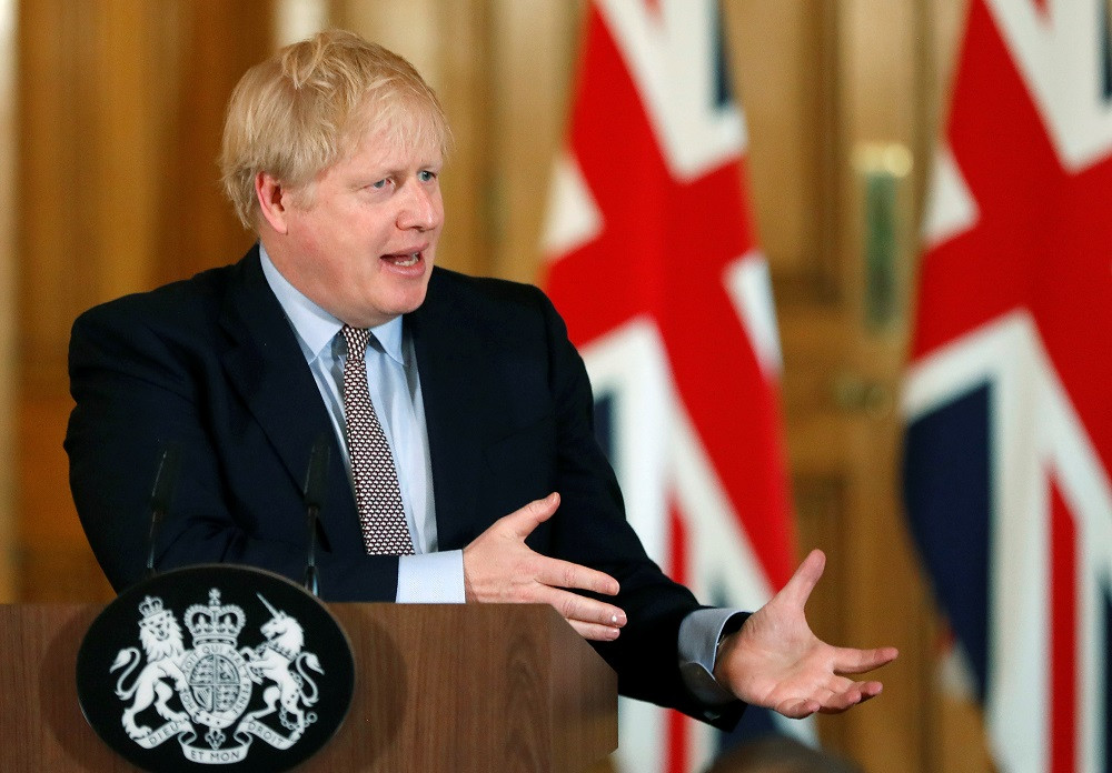 Britain's Prime Minister Boris Johnson, speaks during a news conference on the novel coronavirus, in London, Britain March 3, 2020. British Prime Minister Boris Johnson was taken to hospital on Sunday after failing to shake off coronavirus symptoms