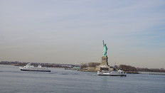 The view of the Statue of Liberty from Staten Island Ferry.