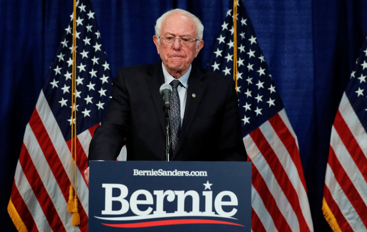 U.S. Democratic presidential candidate Senator Bernie Sanders announces that he will be continuing his campaign for U.S. president at least through his March 15 debate with former Vice President Joe Biden as he holds a news conference in Burlington, Vermont, U.S. March 11, 2020.  