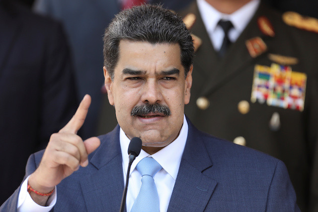 Venezuela's President Nicolas Maduro speaks during a news conference at Miraflores Palace in Caracas, Venezuela, March 12, 2020.The US government on Thursday indicted Maduro and more than a dozen other top Venezuelan officials on charges of 