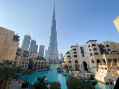 A general view shows the area outside the Burj Khalifa, the world's tallest building, mostly deserted, after a curfew was imposed to prevent the spread of the coronavirus disease (COVID-19), in Dubai, United Arab Emirates, on March 25, 2020. 