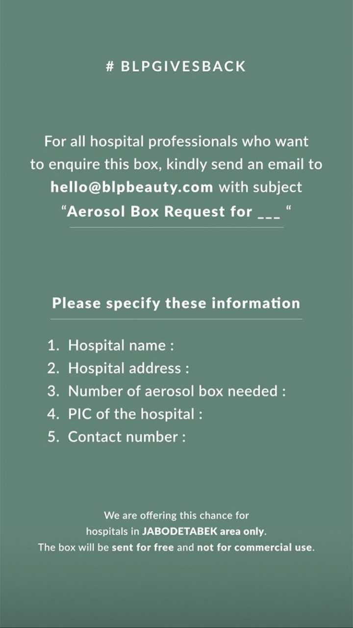 Procedures to apply for an aerosol box by BLP Beauty. 