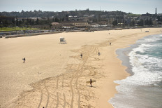 A view of an empty Bondi Beach after authorities closed Sydney's most popular beach on March 22, 2020. 