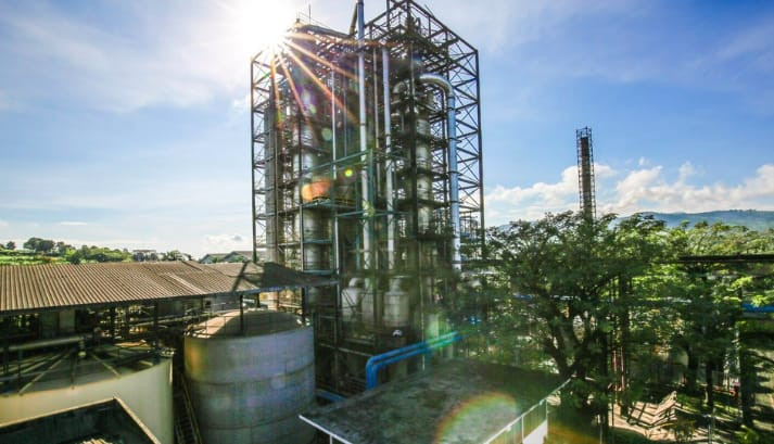 Sunlight filters through a distillation tower at the bioethanol plant of PT Molindo Raya Industrial in Malang, East Java, the country’s largest such facility with an installed capacity of up to 80,000 kiloliters a year, in this undated photo.