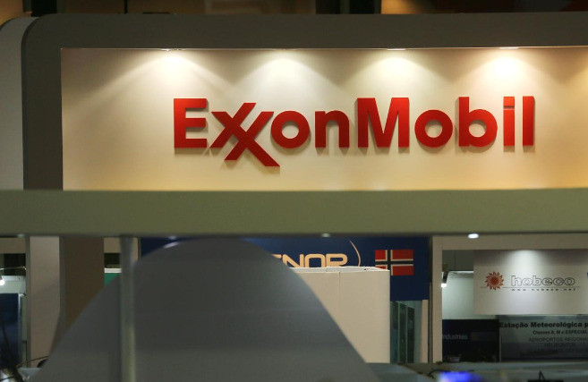 The Exxon Mobil Corp logo is seen at the Rio Oil and Gas Expo and Conference in Rio de Janeiro, Brazil, on Sept. 24, 2018.