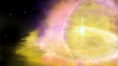 An artist's impression of supernova SN2016aps, provided by Northwestern University on April 13, 2020.