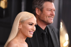 US singer-songwriters Gwen Stefani and Blake Shelton arrive for the 62nd Annual Grammy Awards on January 26, 2020, in Los Angeles.
