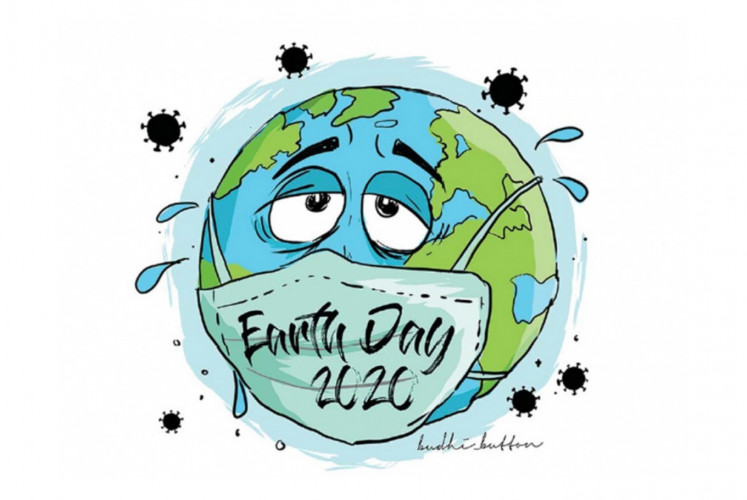 A cartoon depicting Earth Day 2020.