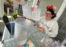 Elizabeth (Libby) Cline Birmingham, who teaches science in Stanton Elementary School in Glendora, California, conducts an online lesson for her students from her home amid school closure during the coronavirus disease (COVID-19) outbreak, in this undated handout photo.