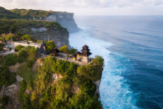 Uluwatu Temple in Bali. According to Agoda, the island topped the list of most-searched destinations by Indonesian travelers in 2019 and 2020. 