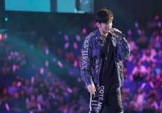 This photo taken on November 10, 2018 shows Taiwanese singer and movie star Jay Chou performing during the 2018 Tmall 11:11 Global Shopping Festival gala in Shanghai.
