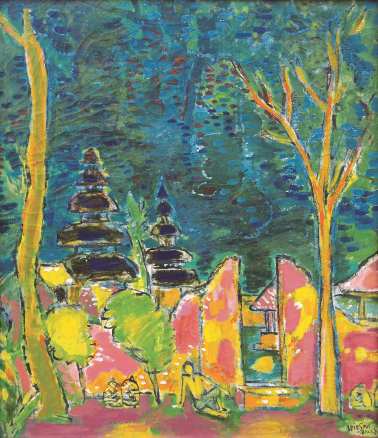 Lot 709 'Temple Gate in Ubud', 1986 - Arie Smit, oil on canvas, 70 x 60 cm