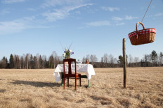 A Swedish couple is opening a 'COVID-19-safe' pop-up restaurant in a meadow with one chair and one table in Ransater, Sweden, on March 26, 2020. 