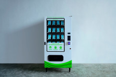 A vending machine that dispenses masks made by Razer is seen in Singapore in May 2020. 