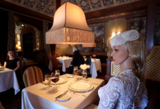 Mannequins costumed in 1940s era clothing are seated in the dining area of the Inn at Little Washington, a Michelin three star restaurant in the Virginia countryside, in Rappahannock County May 14, 2020 in Washington, Virginia. 