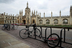 Bikes are seen outside Cambridge University, as the spread of the coronavirus disease (COVID-19) continues, Cambridge, Britain, on April 1, 2020. 